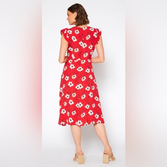 NWT Pleione Button Front V-Neck Flower Print Dress-Size Medium - Picture 3 of 12